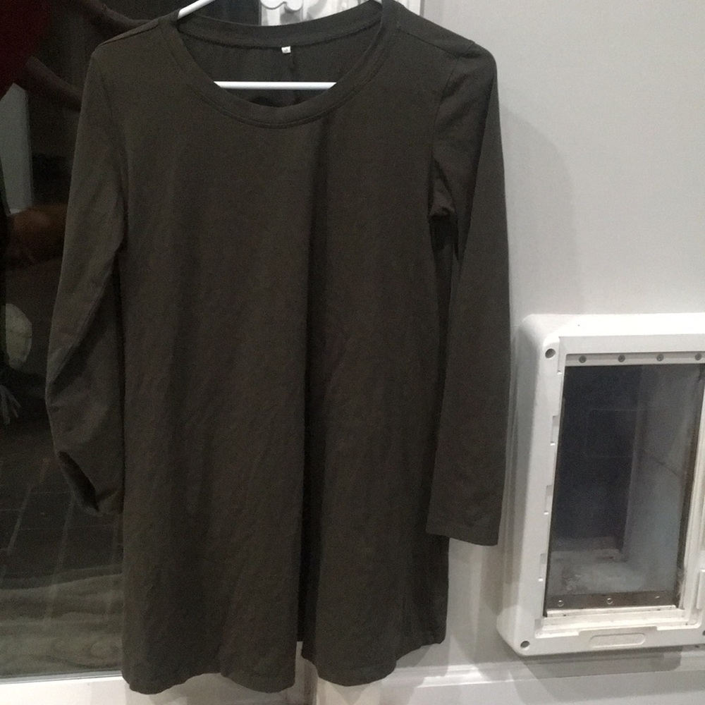 Long sleeve olive green dress